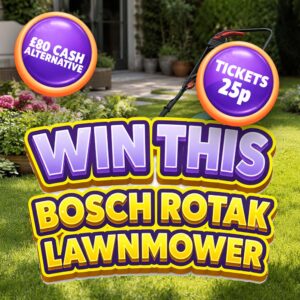 Win a Bosch Universal Rotak Lawnmower or £80 Cash