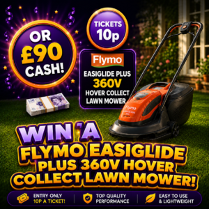 Win a Flymo EasiGlide Plus 360V Hover Collect Lawn Mower or £90 cash